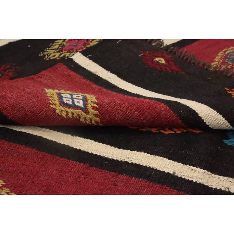 Hand Woven Oriental 100% Wool Carpet Southwestern Tribal Multi-Colored Kilim Area Rug - 10' 2'' X 5' 5''