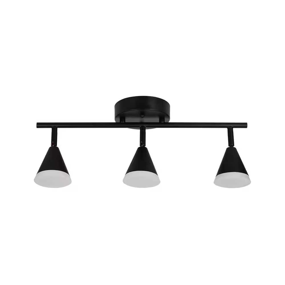 Alsy 19"W 3-Light LED Track Bar Modern Light Fixture, Matte Black with Frosted Acrylic Shades