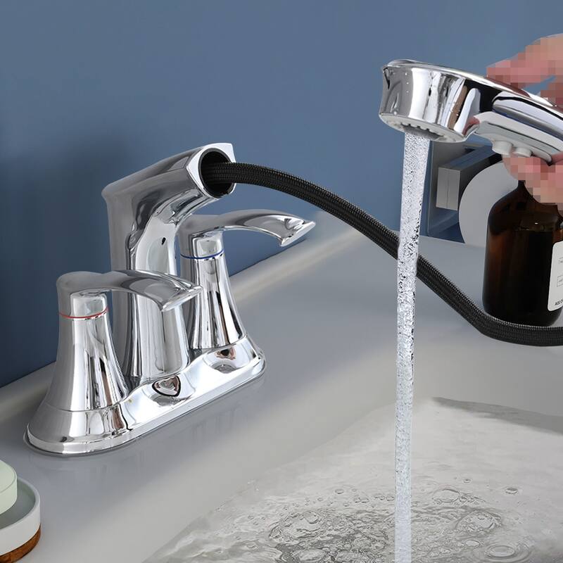 Topcraft Pull Down Two Handle Bathroom Sink Faucet