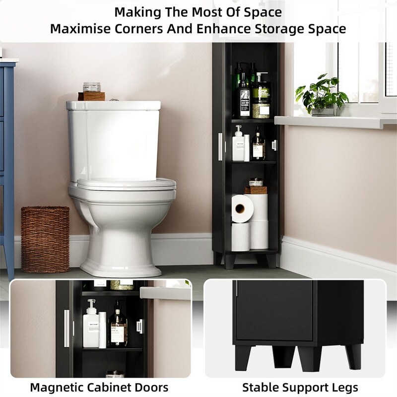 74.8" Tall Corner Cabinet with Door - Compact Storage