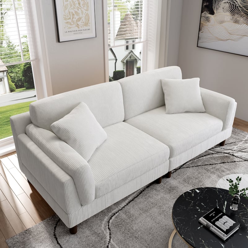 90" Corduroy Sectional Sofa Lounge Sleeper Sofa