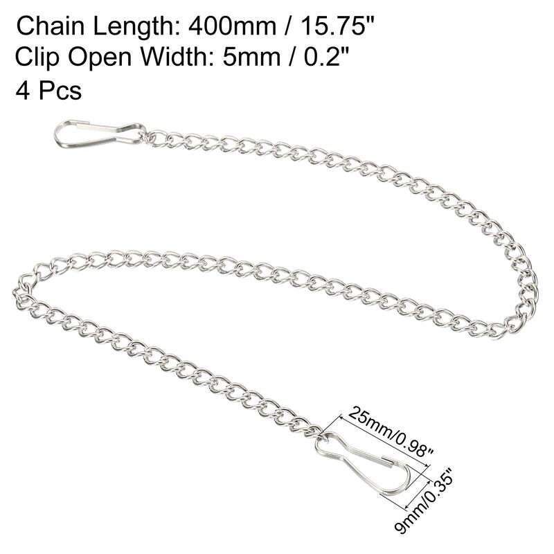 4pcs Hanging Chain Snap Clips Signboard Chalkboard Plant Basket Hanger - 15.75 Inch