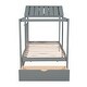preview thumbnail 9 of 7, Twin Wood House Bed with Roof, Window, Drawer, and Solid Wooden Support