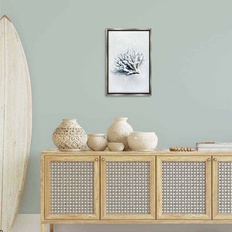 Stupell Subtle Staghorn Coral Framed Floater Canvas Wall Art Design By Ramona Murdock