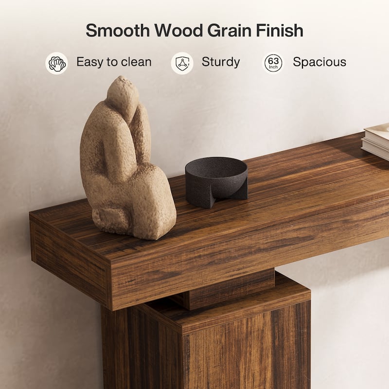 63-Inch Console Table, Wooden Entryway Table, Long Sofa Table for Hallway, Living Room, Foyer, Entrance