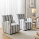 preview thumbnail 18 of 31, HULALA HOME Pancy Traditional Swivel Armchair with Jacobean Strip Pattern Set of 2 Blue