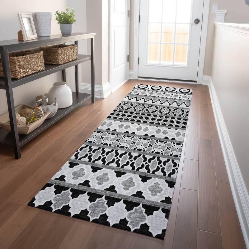 Premium Washable Super Soft Boho Stripes Mayfield Rug - Black - 2' 3" x 7' 6" - Runner