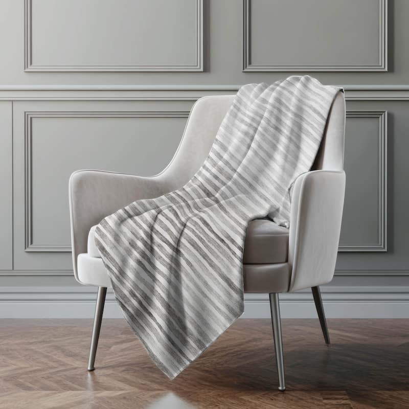Premium Machine Washable ASB187 Ombre Stripes Sherpa Throw Blanket