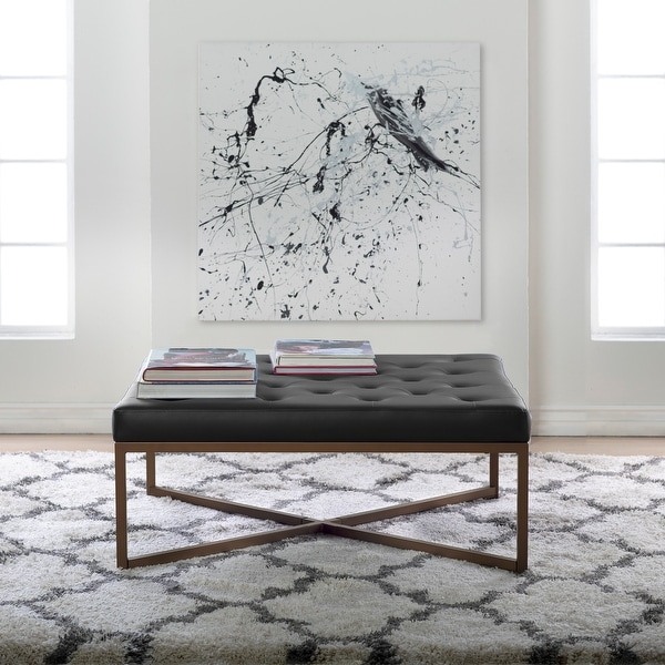 Gray leather cocktail ottoman sales