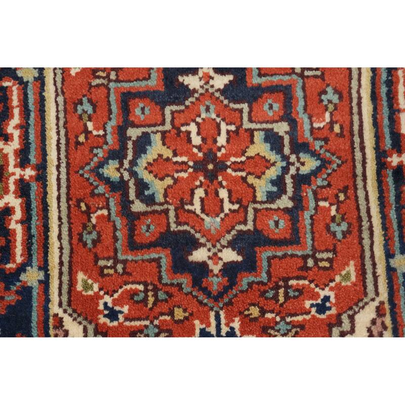 Hand Knotted Oriental 100% Wool Carpet Traditional Medallion Oranges & Rust Heriz (serapi) Area Rug - 3' 0'' X 2' 0''