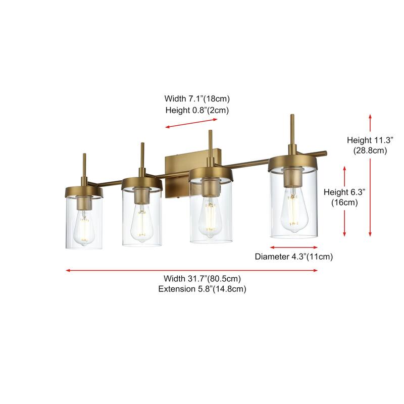 Elegant Lighting LD7319W32 Taryin 4 Light 32" Wide Vanity Light