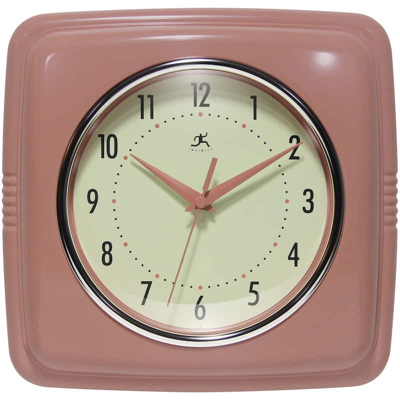 Infinity Instruments Retro 9.25-inch Square Wall Clock - 9.25 x 1.875 x 9.5 - Terracotta
