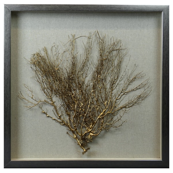 slide 2 of 3, HUJI Golden Tree Roots Shadow Box Wall Decor