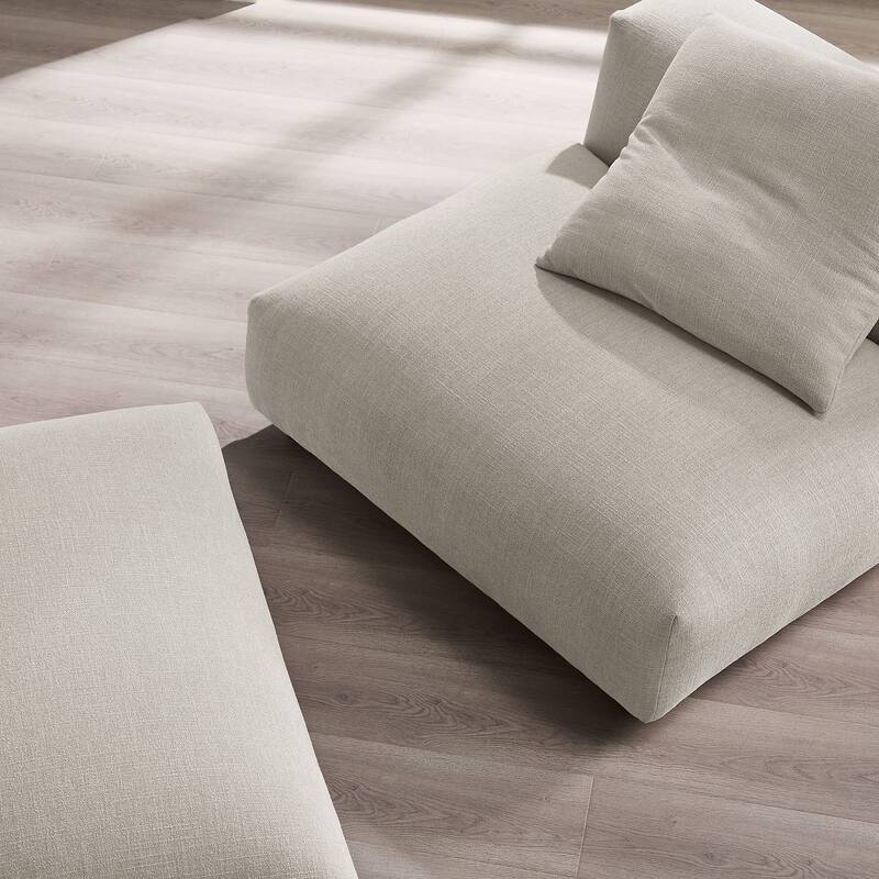 Solace Modular Upholstered Fabric Armless Chair and Ottoman Set
