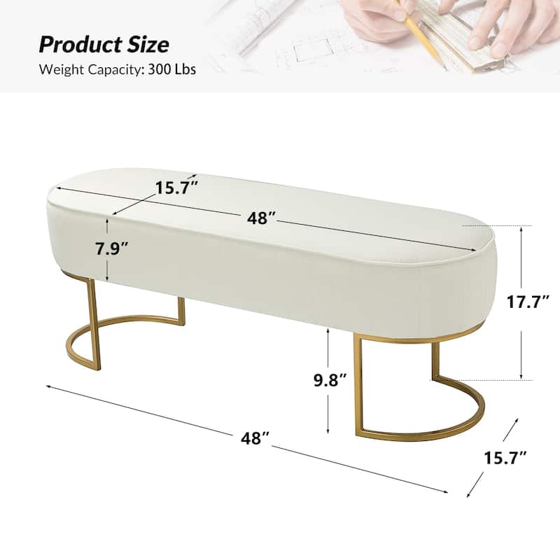 Justo 48" Wide Bench with Metal Base
