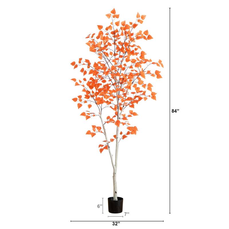 Fall Harvest Birch Artificial Potted Tree - 7'