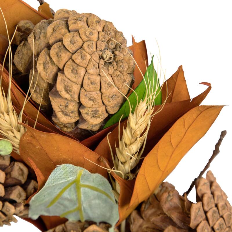 Fall Foliage and Pine Cones Autumn Harvest Wreath, 12-Inch, Unlit