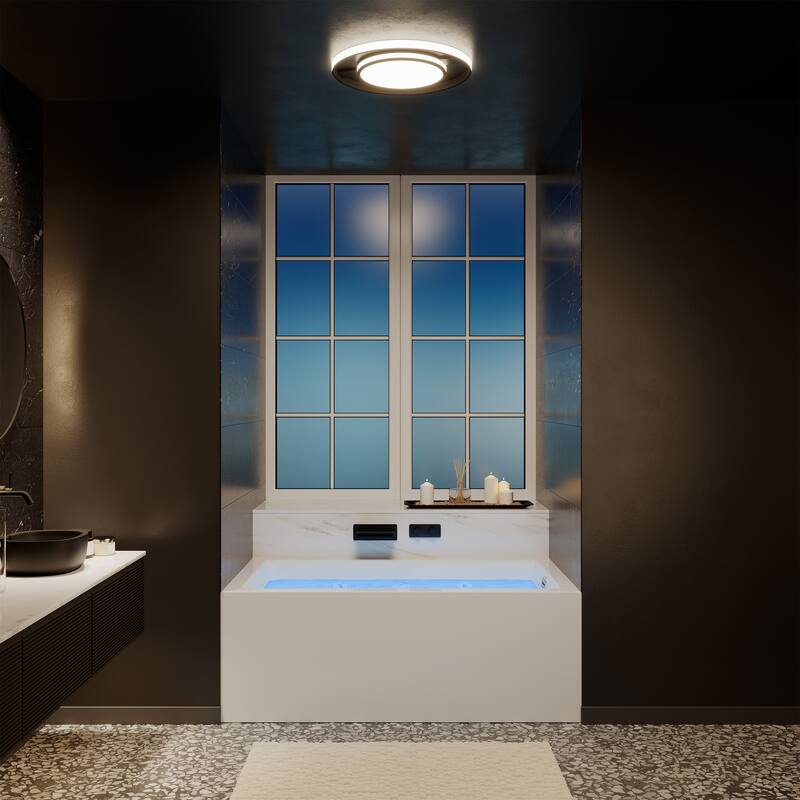 Avancer 60" x 36" Left-Hand Drain Rectangular Alcove Whirlpool Bathtub with Apron
