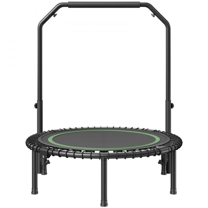 Black-Green Foldable Steel Fitness Trampoline with Adjustable Handle Perfect for Home Exercise