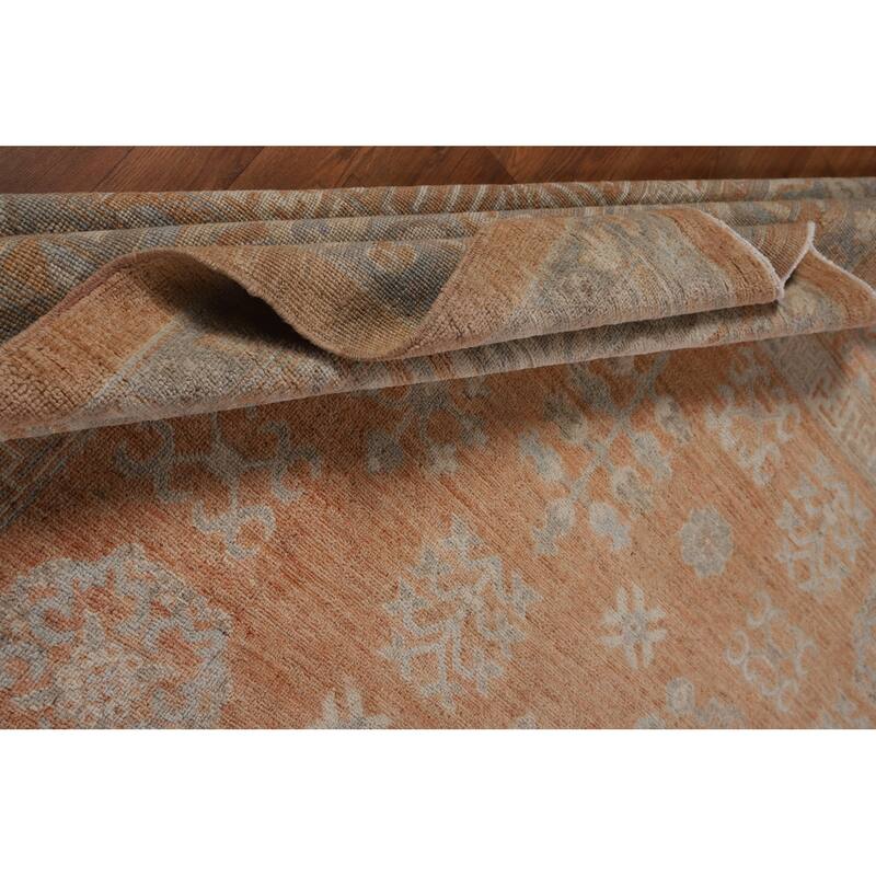 Orange Oushak Turkish Large Rug Hand-Knotted Oriental Wool Carpet - 12'2"x 14'10"