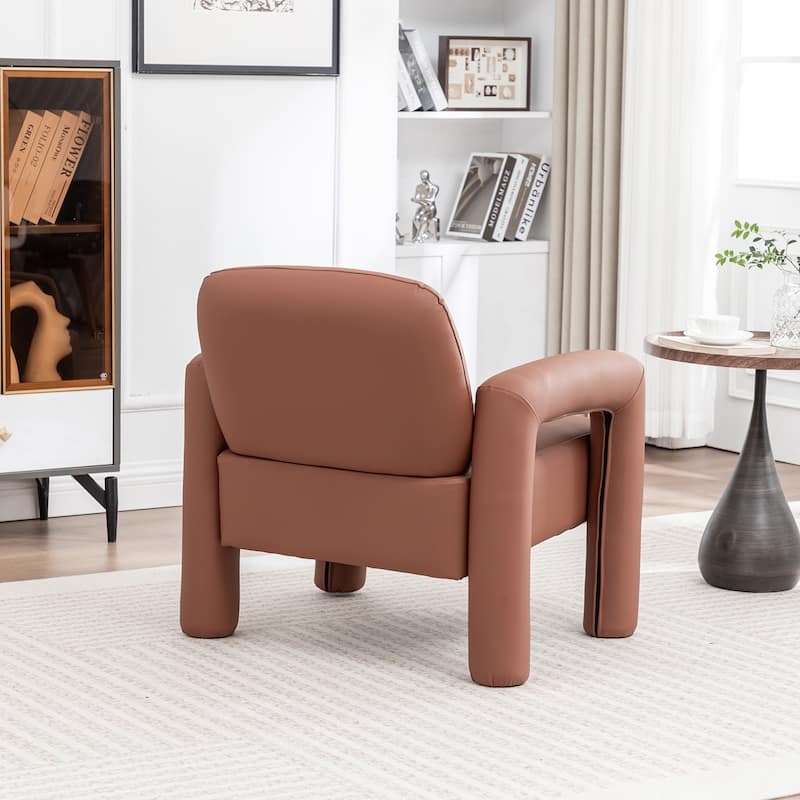 SEYNAR Modern PU Leather Accent Chair with Tubular Multifunctional Legs for Living Room