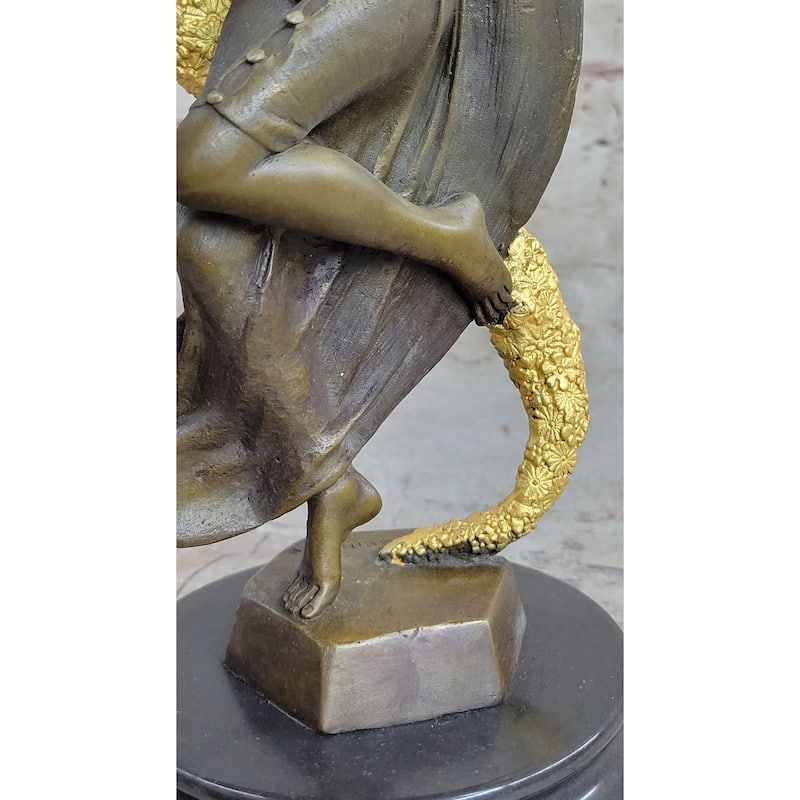 Woman With Thyrsus Art Deco Bronze Statue Sculpture By Guirande 14 Inches X 6 Inches