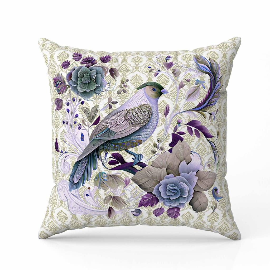Songbird Rose Radiance Indoor/Outdoor Reversible Throw Pillow Cream and Purple