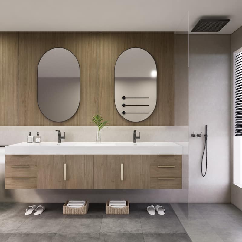 Noble 84" Wall Mounting Vanity with Reinforced Acrylic Double Sink
