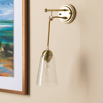Artistic Weavers Wilhelm Modern Golden Glass Wall Sconce - 17.5"H x 4.875"W x 8.5"D