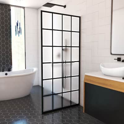 DreamLine Rhone 34 in. W x 72 in. H Frameless Shower Screen in Satin Black