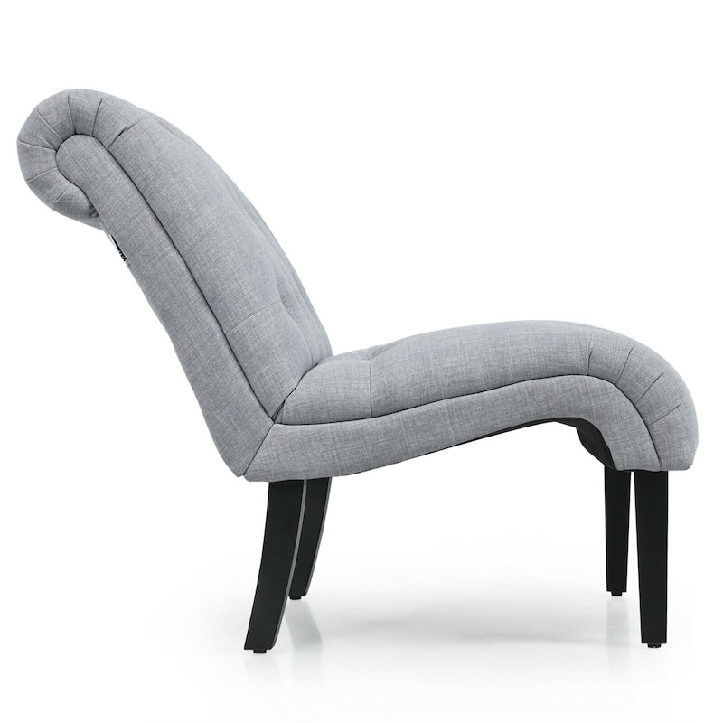 Gymax Armless Accent Chair Upholstered Tufted Lounge Chair Wood Leg - 38.5'' x 27.5'' x 33''