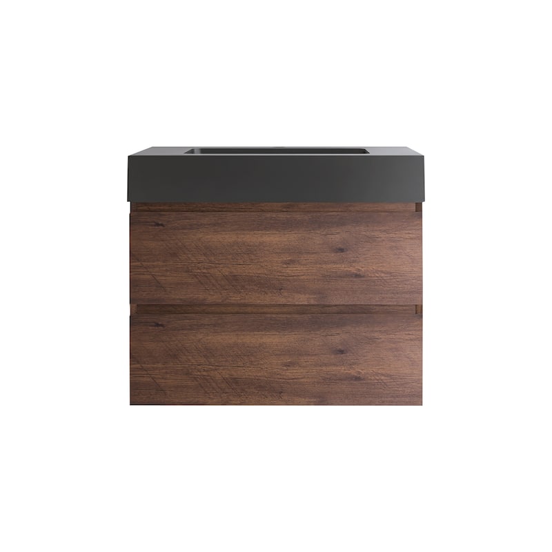 Floating Bathroom Vanity with Black Solid Surface Top
