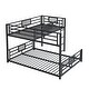 preview thumbnail 25 of 28, Twin over Full Size Metal Bunk Bed Frame with Iron Mesh Decor, L-Shaped Loft Bed with Underneath Platform Bed