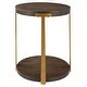 preview thumbnail 6 of 5, 2-Tier Round Wooden Side Table - 24" - Brown and Gold