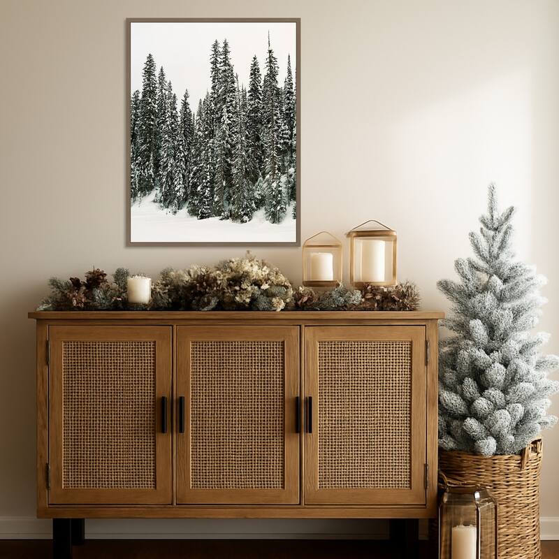 Winter Trees I by Justine Milton (23 x 30 in.), Framed Canvas Wall Art Print - Sylvie Dark Gold