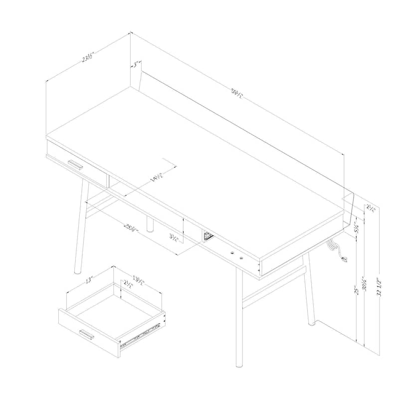 South Shore Edmon Desk with 2 Drawers