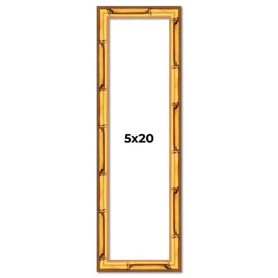 5x20 Frame Gold Bamboo Solid Wood Picture Frame | 1 Inch Moulding