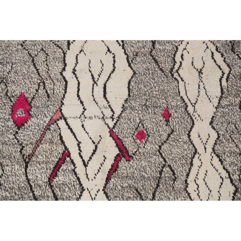 Abstract Modern Moroccan Oriental Area Rug Hand-knotted Wool Carpet - 5'11" x 10'7"