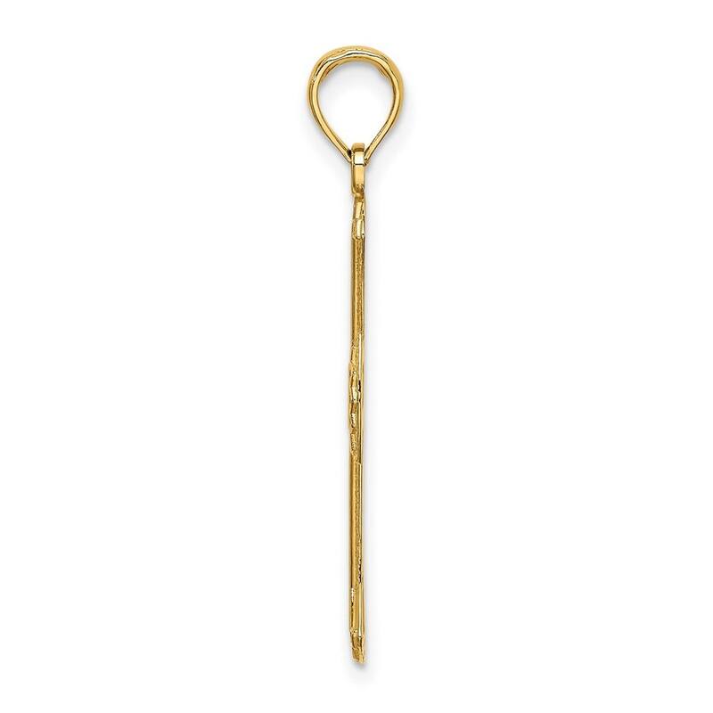 Curata 14k Yellow Gold Filigree Heavily Textured Cross Necklace 18mm x 25.3mm