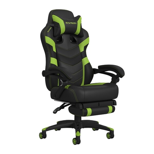 Green gaming chair with footrest cheap