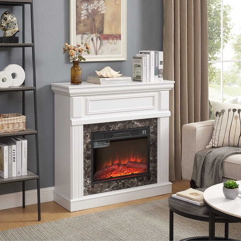 Electric Fireplace with Mantel,fireplace mantel surround with 23" Fireplace Insert, Adjustable Flame, Remote Control