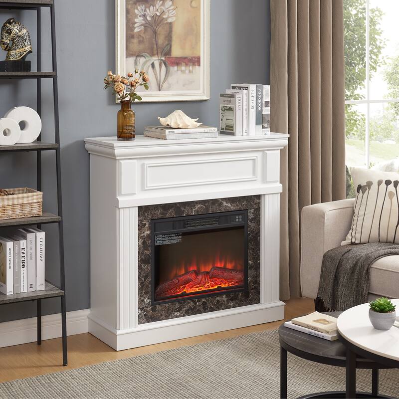 Versatile Freestanding Electric Fireplace Mantel Stylish Heating Solution with Adjustable Flame and Remote Control - N/A