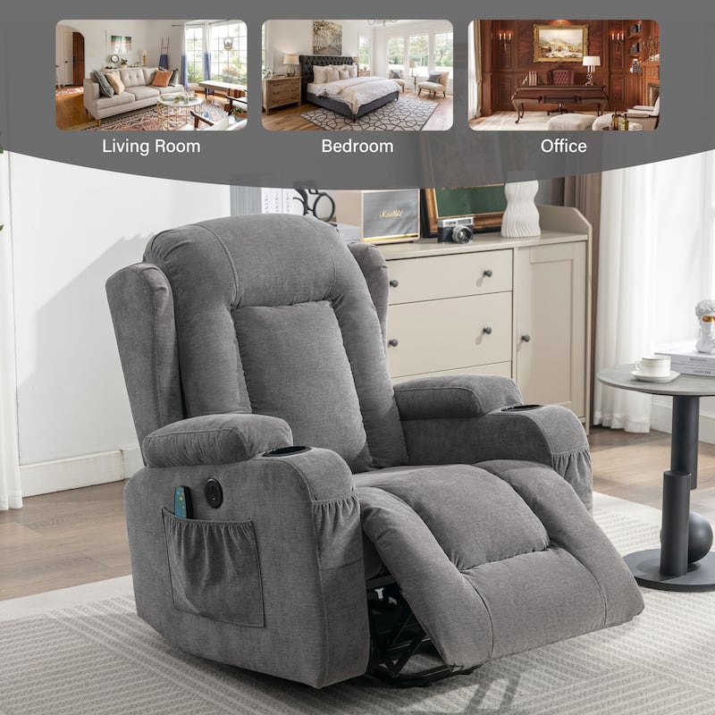 Power Lift Recliners for Elderly with Heat and Massage Recliner Chair with Infinite Position and Side Pocket,USB Charge Port