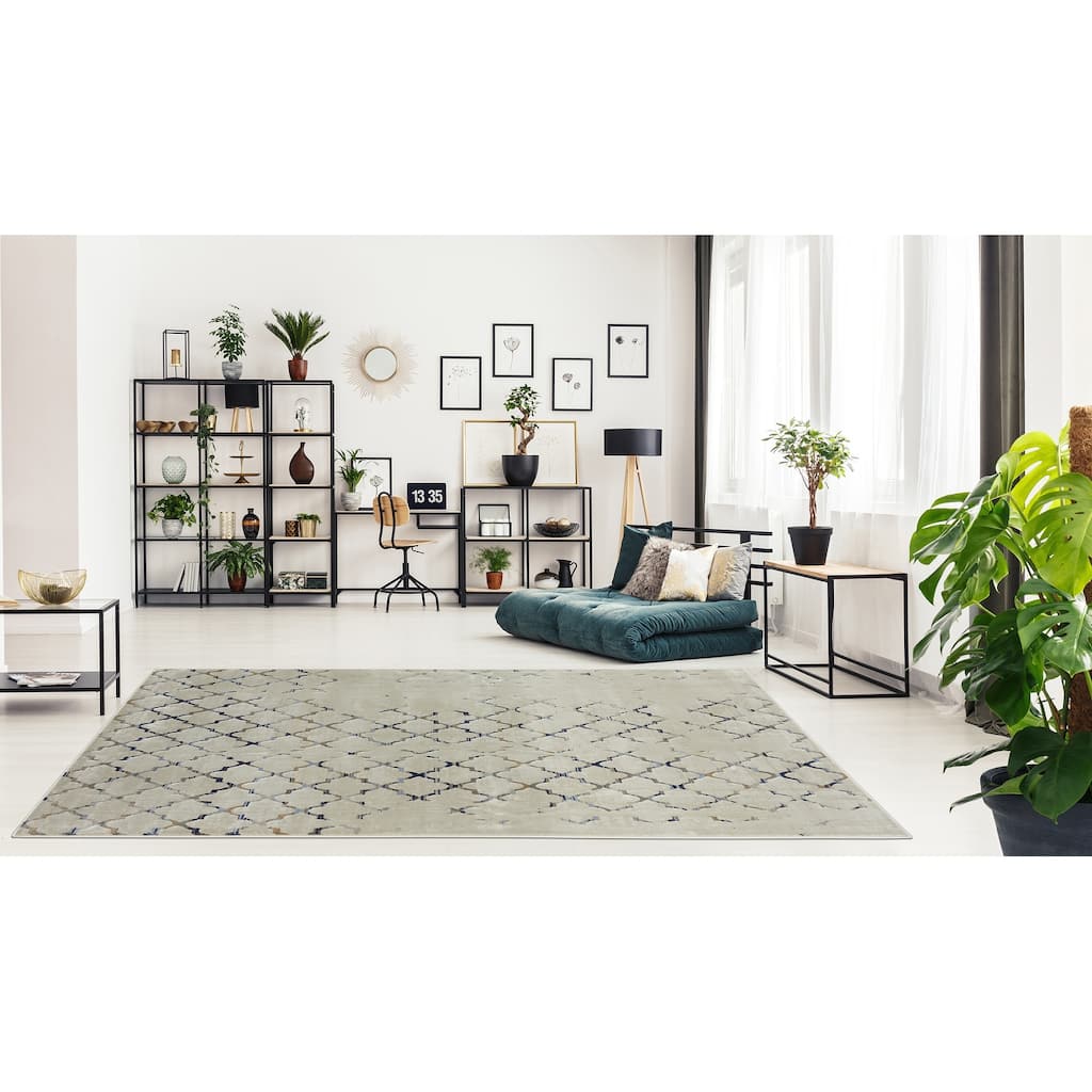 Napoli Collection Beige/Grey Trellis Area Rug