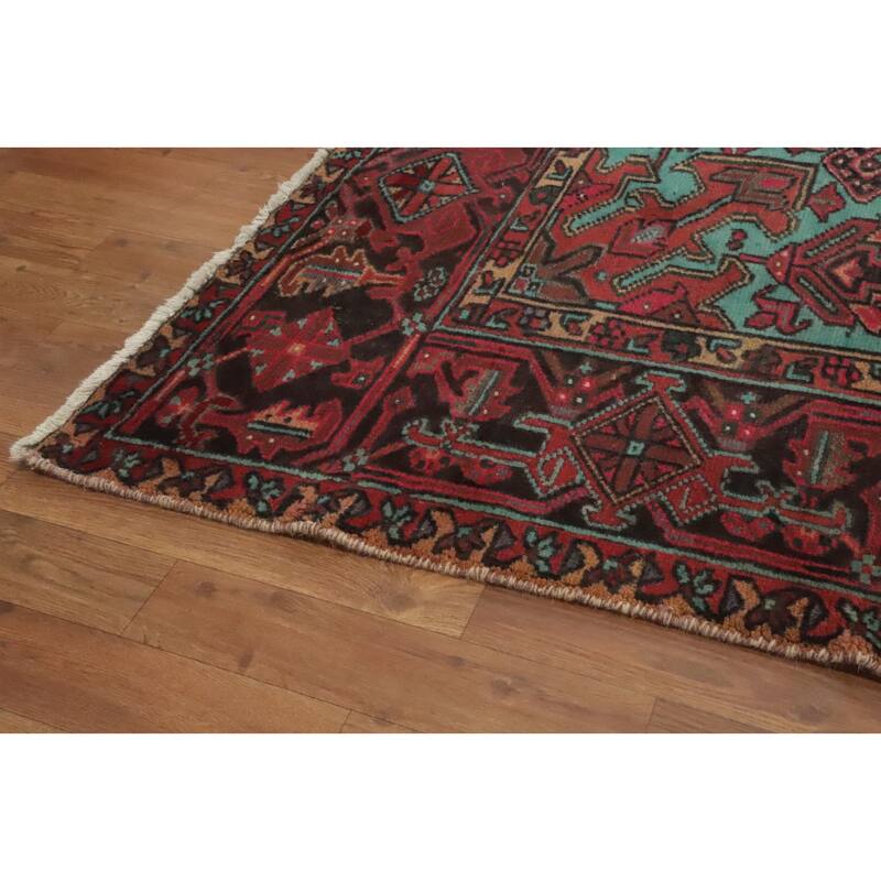 Hand Knotted Oriental 100% Wool Carpet Traditional Medallion Red Heriz Area Rug - 11' 1'' X 7' 11''
