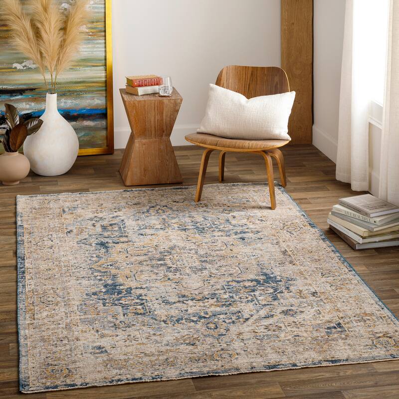 Livabliss Shelly Traditional Area Rug - Blue/Beige - 9' x 12' 2"