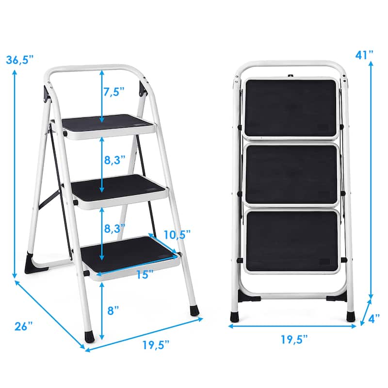 3 Step Ladder Folding Heavy Duty Step Stool