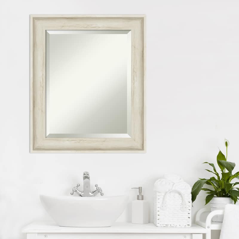Beveled Bathroom Wall Mirror - Regal Birch Cream Frame - Regal Birch Cream
