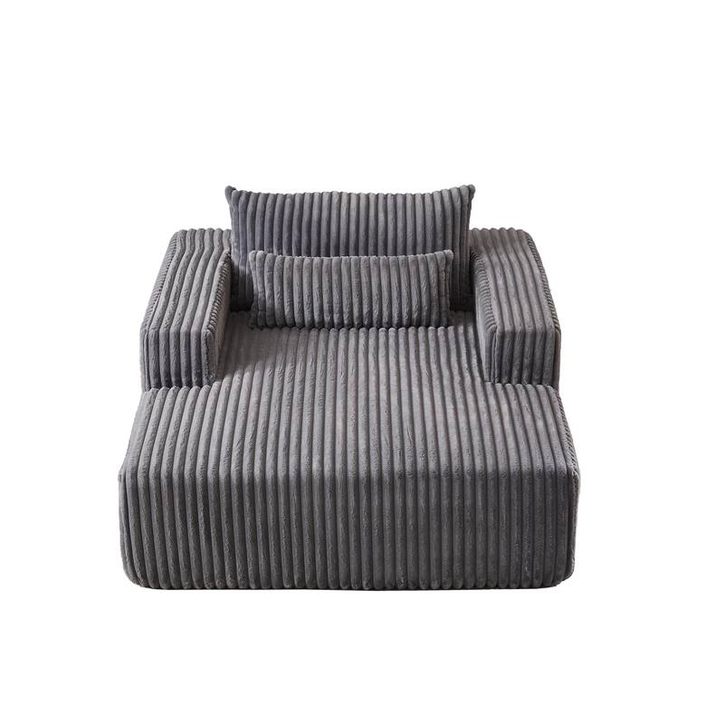 Plush Corduroy Fabric Modular Cloud Sofa with Backrest Pillow for Livingroom 75-Inch Fluffy Sleeper Sofa Bed