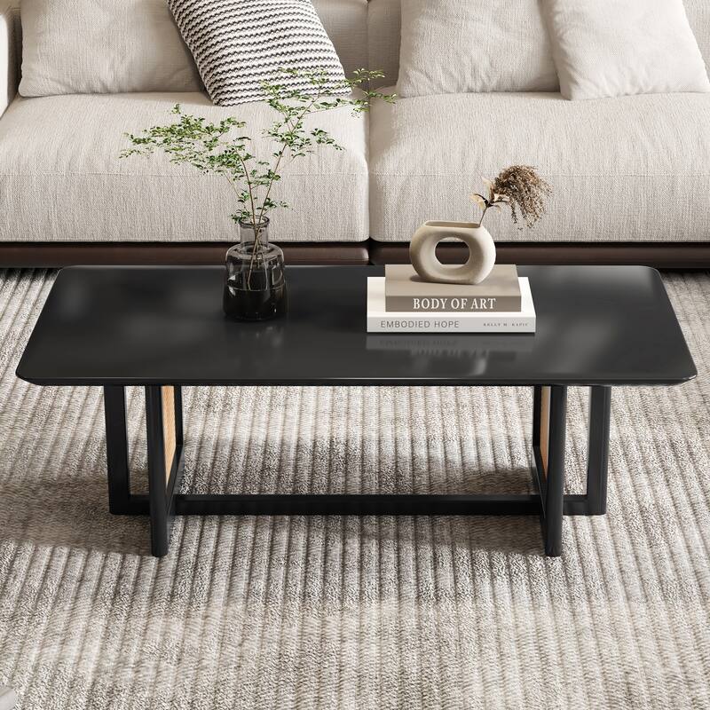 rattan and solid wood coffee table dining table